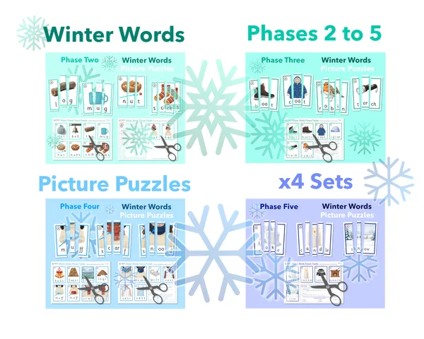 Winter Words Picture Puzzles (Phonics Phases 2 to 5)
