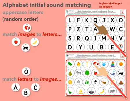 Alphabet Matching Uppercase letters with initial sounds Phonics activity mats additional preview 4