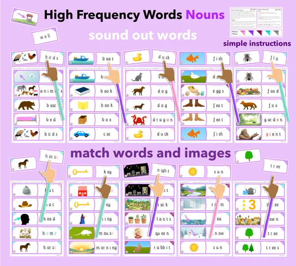 High frequency words Read/match - Nouns (Sound out words)