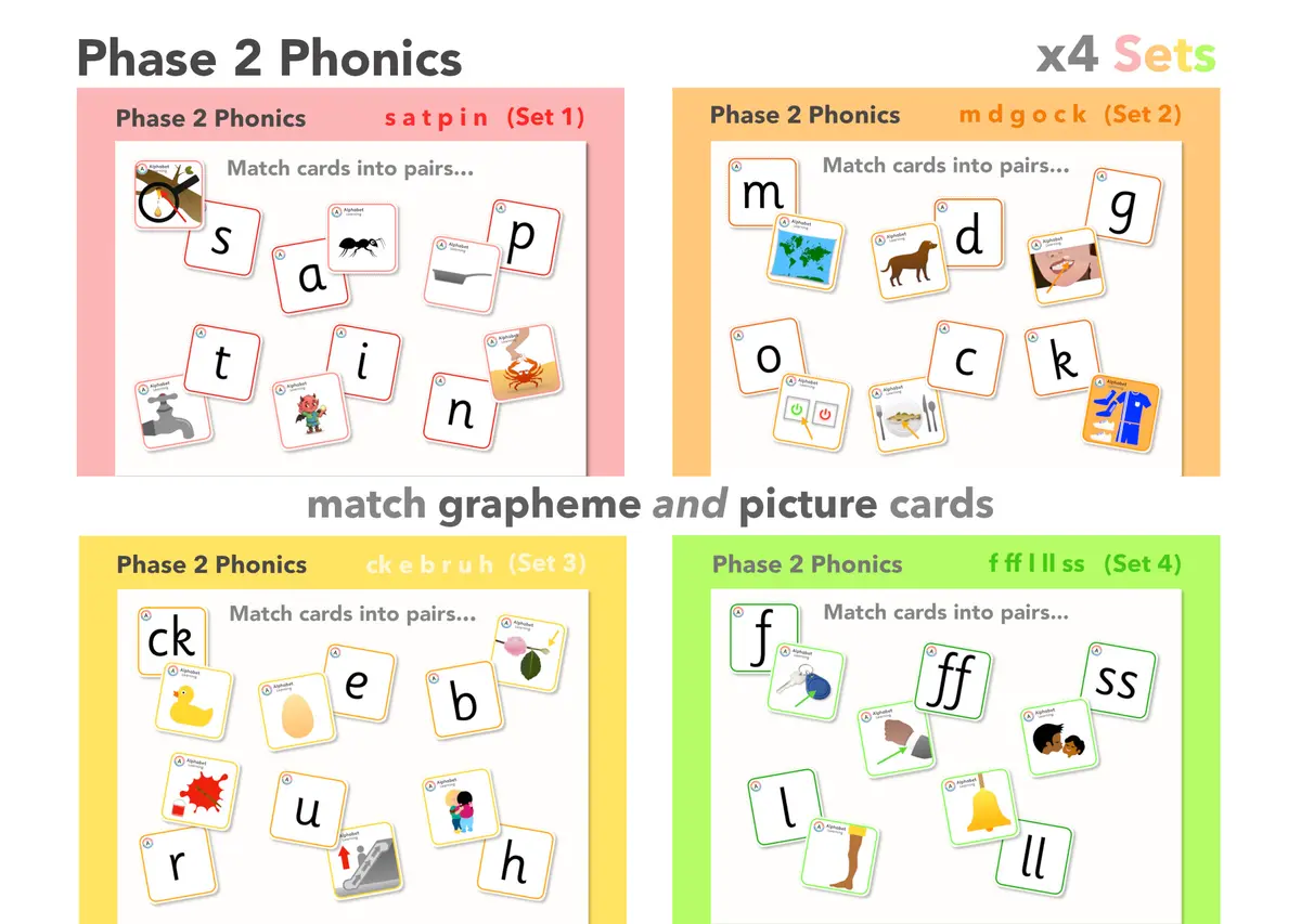 Phase 2 grapheme/picture match (x4 Sets) main preview
