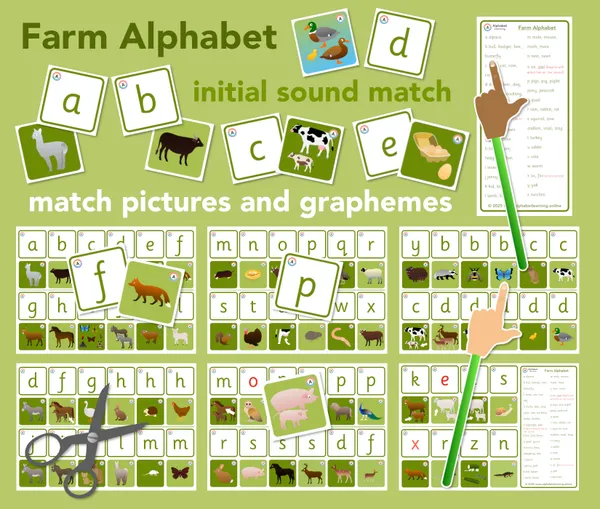 Farm Alphabet initial sound/grapheme match