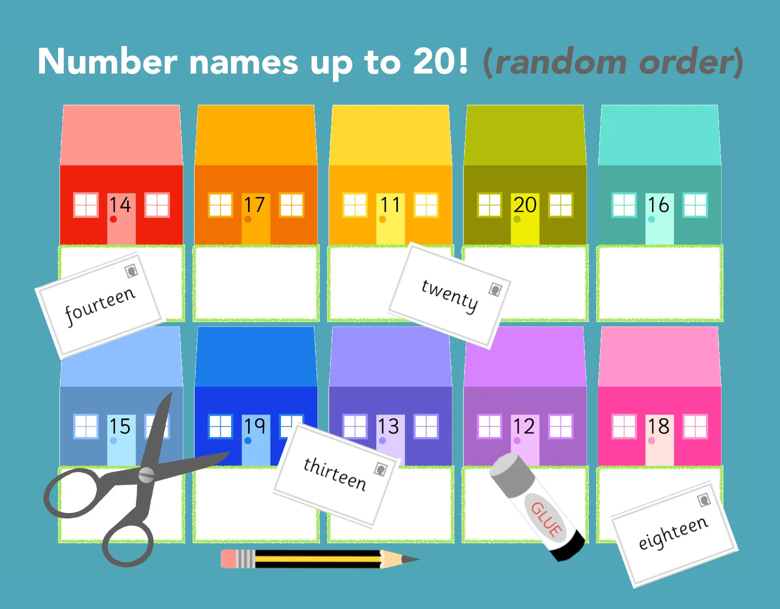 Posting letters! Number names to 10/20 - in random order