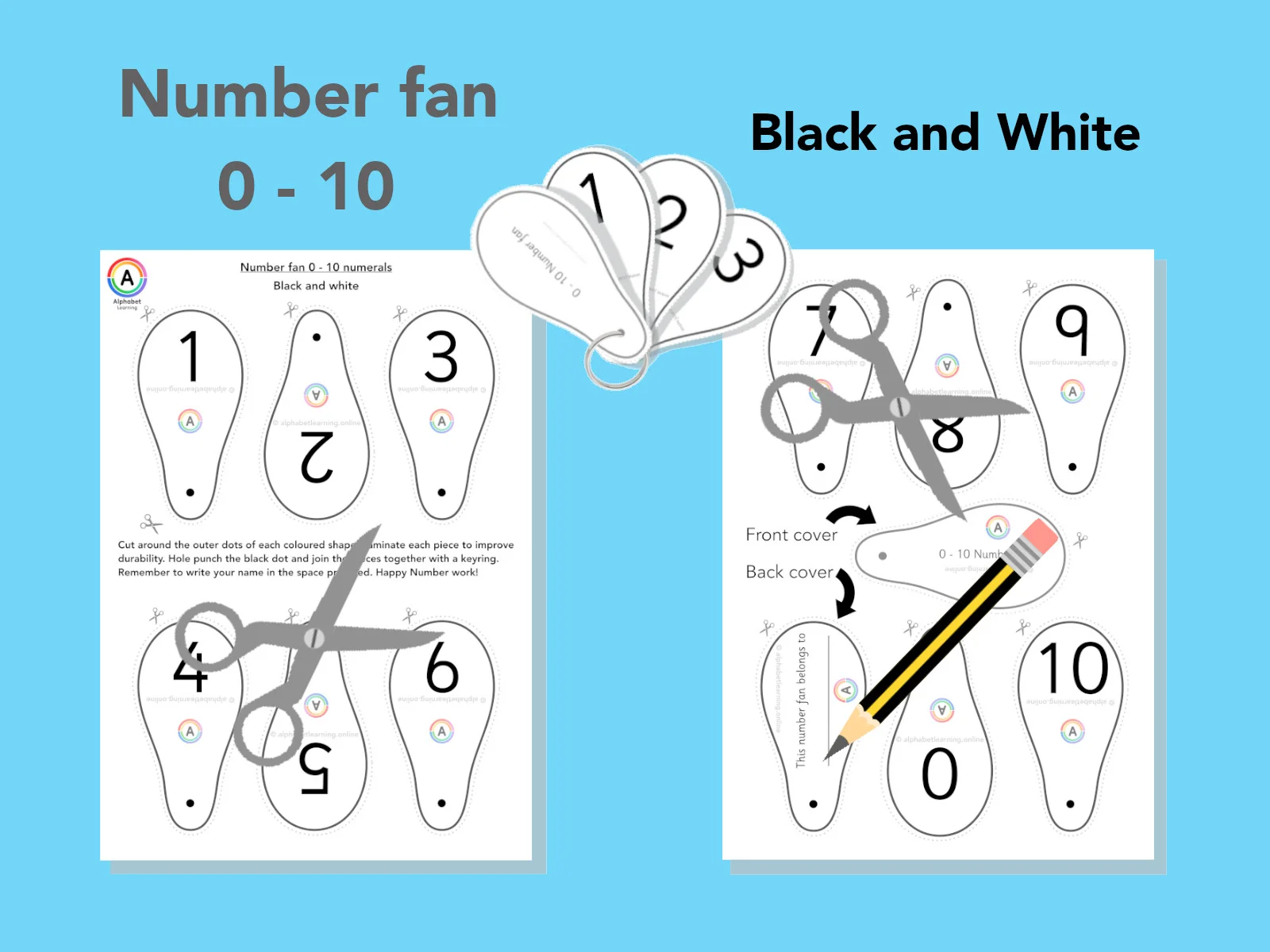 0 - 10 Number fan (Black/white)