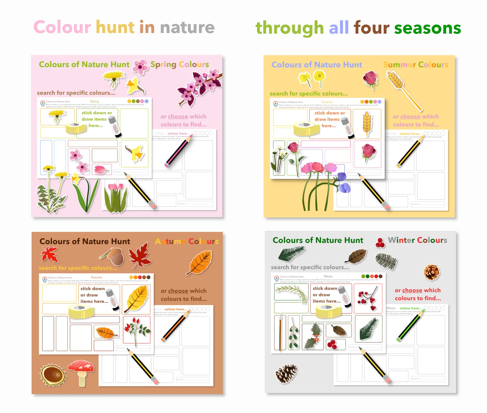 Nature Hunt ALL Seasons Walk Collecting Colours Scavenger Hunt | EYFS & KS1 Activity main preview