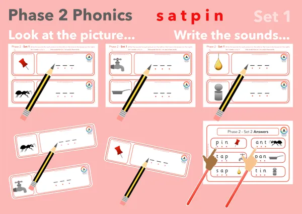 satpin Phase 2 writing CVC words (Red Set 1 of 4)