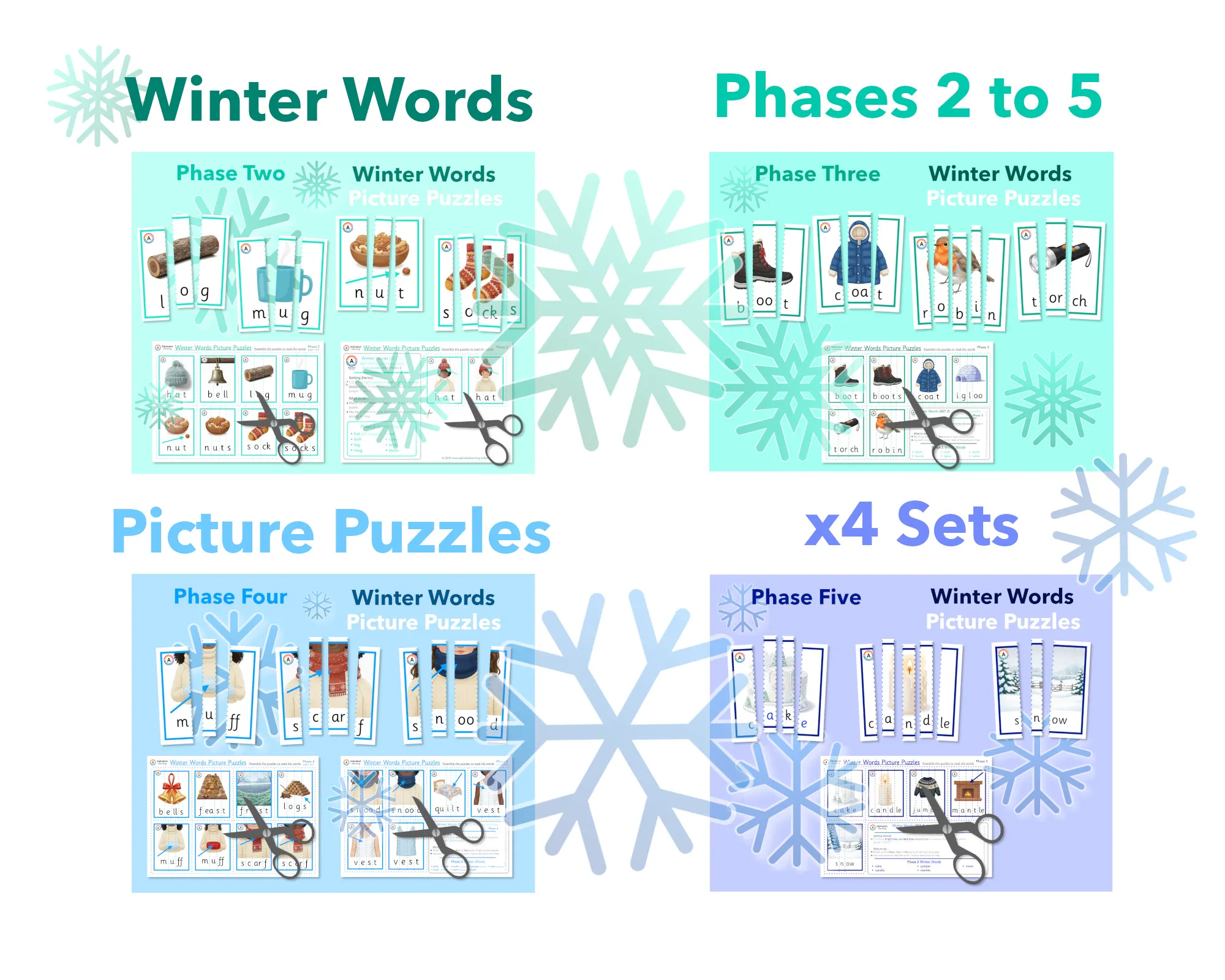 Winter Words Picture Puzzles (Phonics Phases 2 to 5) main preview