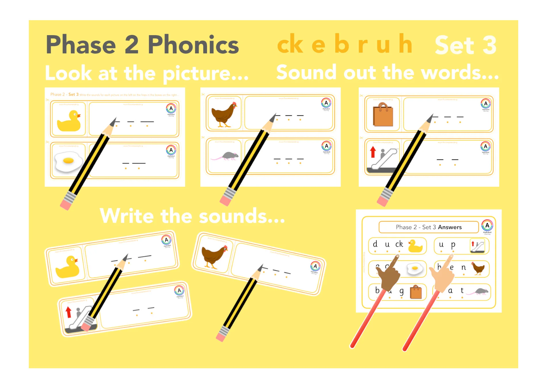 Phase 2 Sound out practise Writing words (Yellow Set)