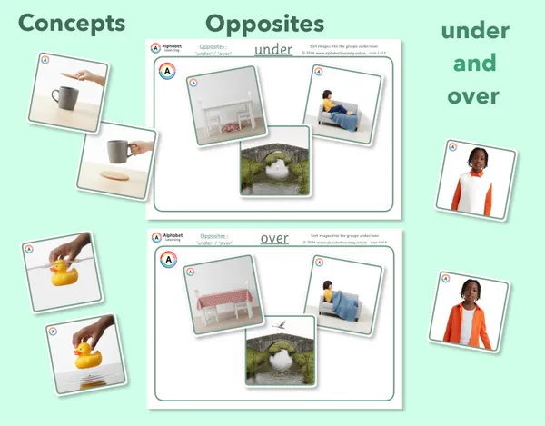 Exploring concepts Opposites Under and Over