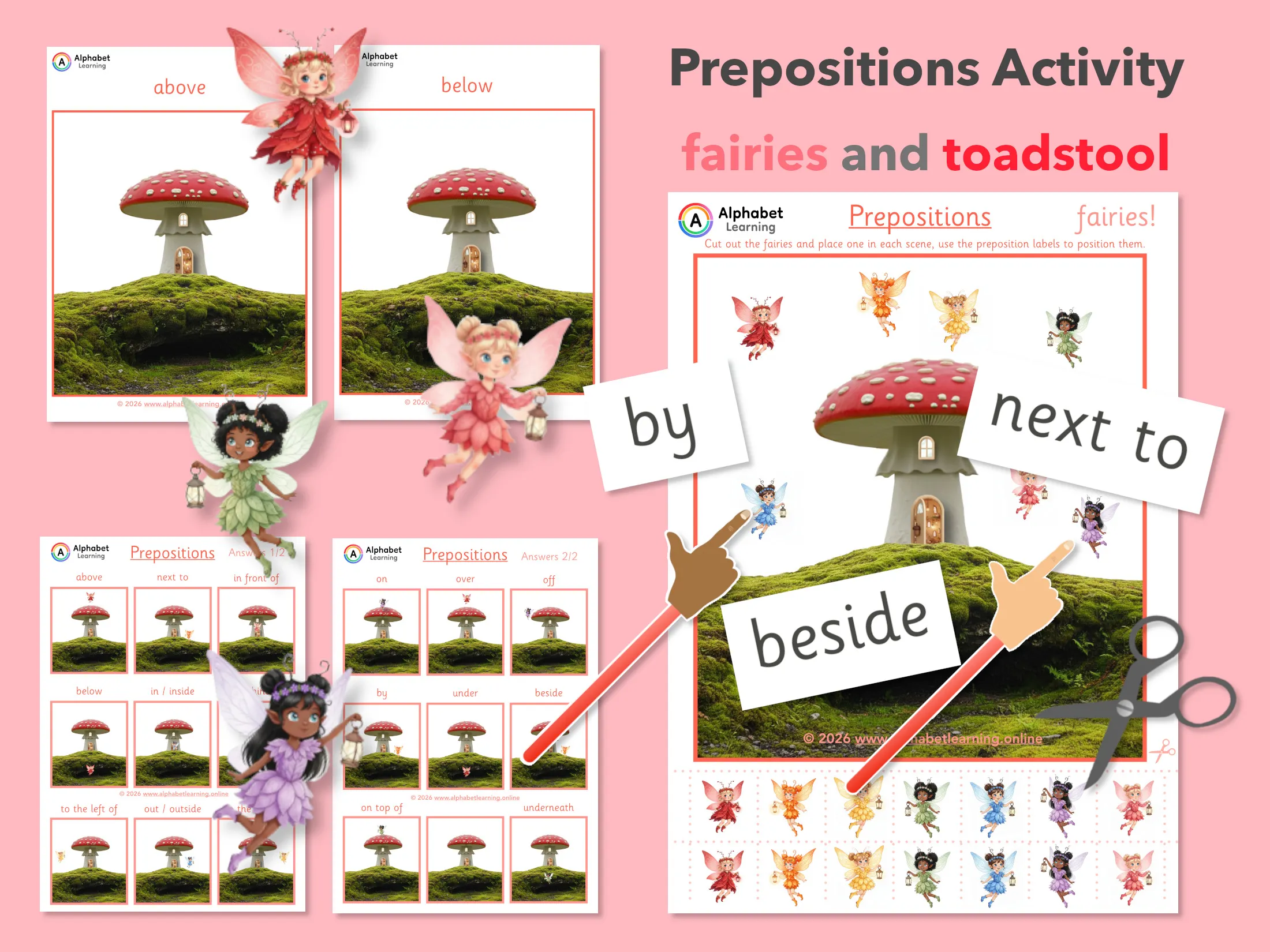 Prepositions Fairies and Toadstool (with Answers) main preview