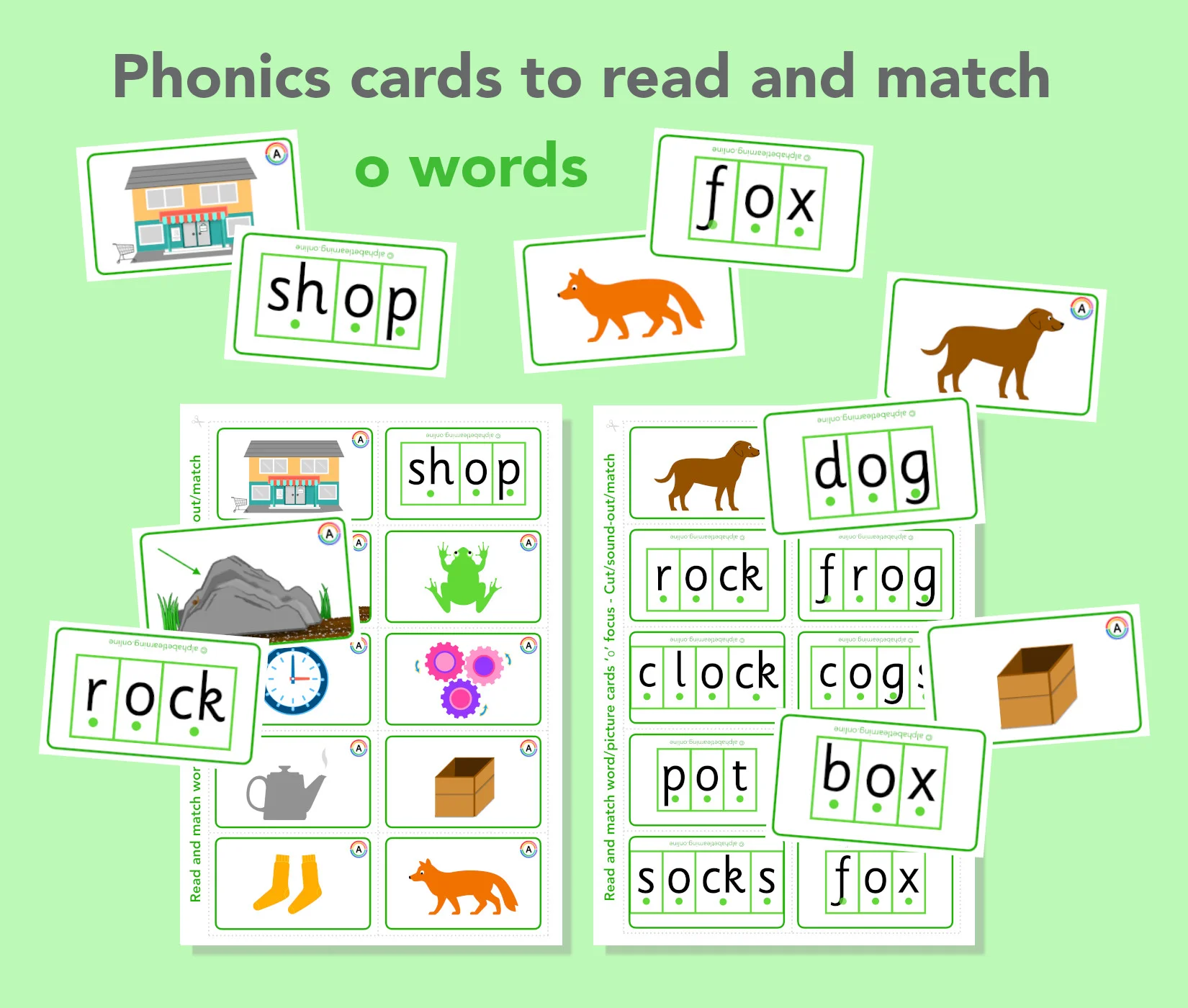 Word/picture cards - Read/match The 'o' sound