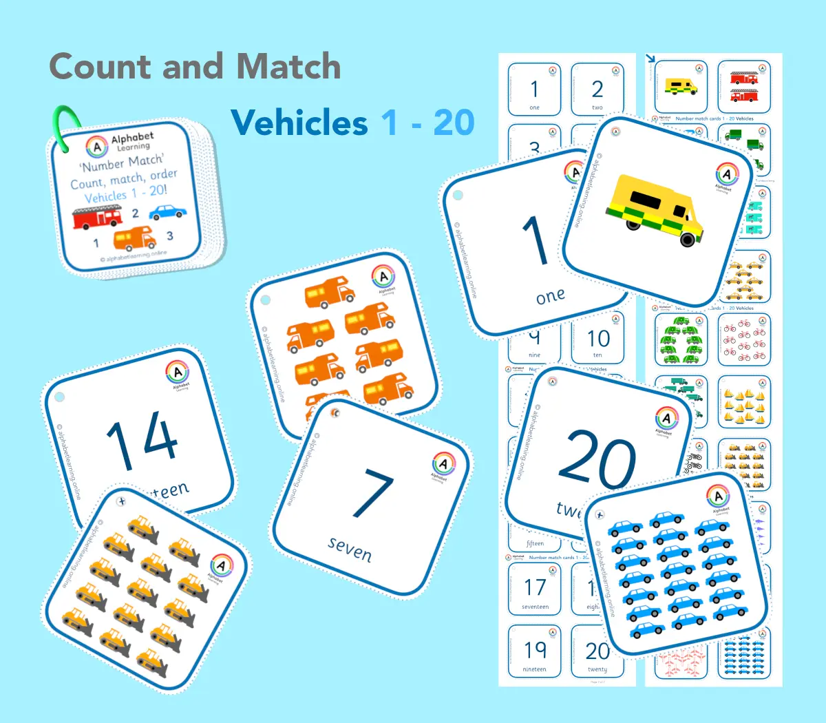 Number Matching Set 1 - 20 - Vehicles main preview