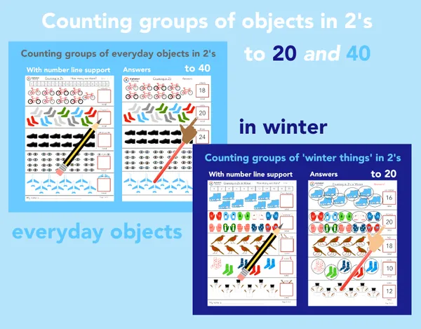 Counting in 2’s to 20 / 40 (Two Resources) with Answers