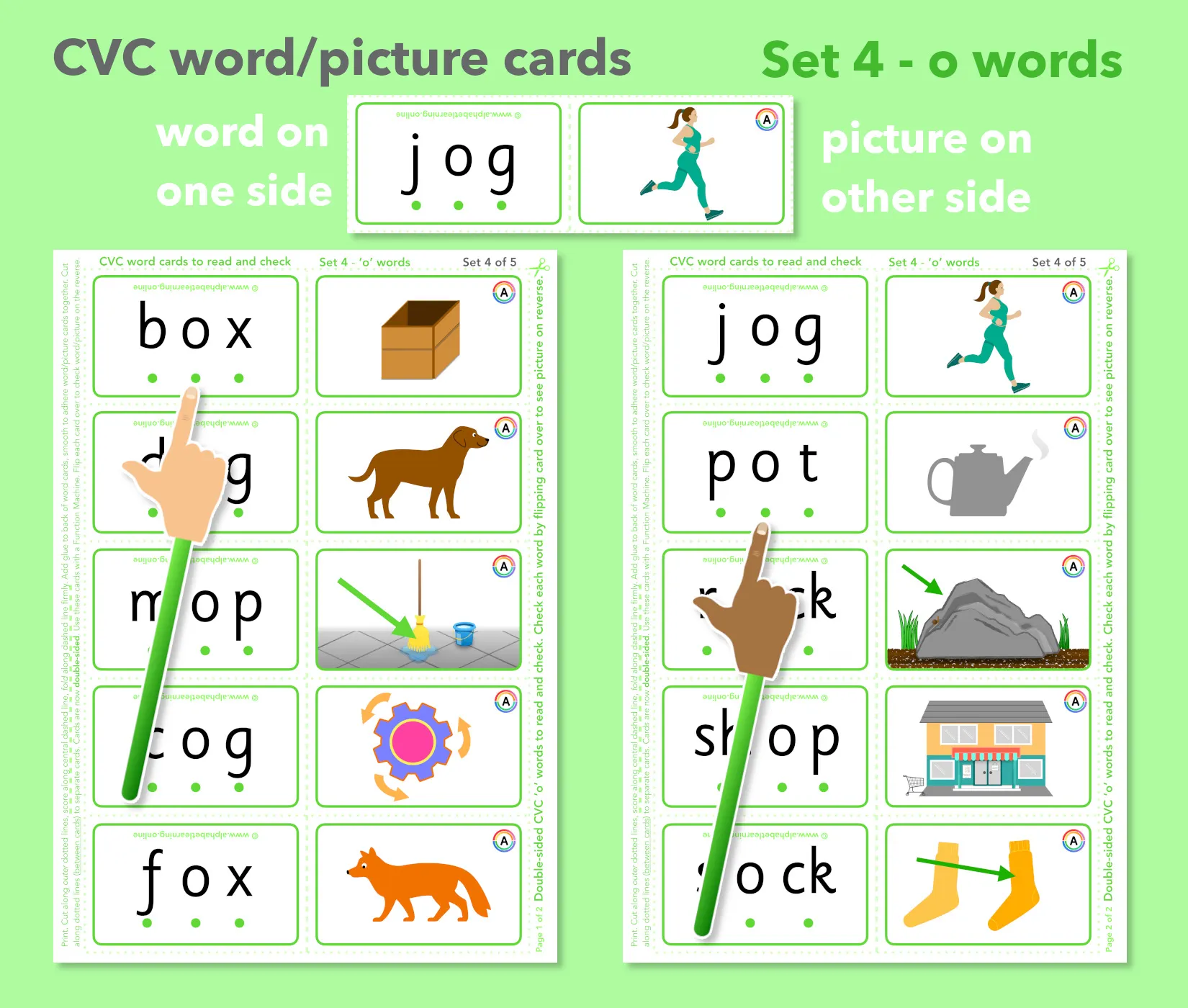 CVC 'o' word/picture cards - Double-sided (Set 4 of 5) main preview