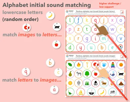 Alphabet Matching Lowercase letters with initial sounds Phonics activity mats additional preview 3