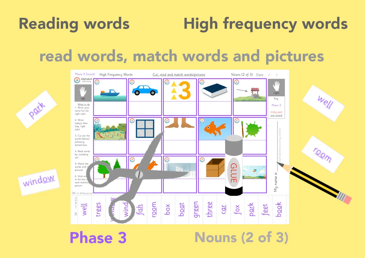 Reading High Frequency words - Nouns (Set 2 of 3)