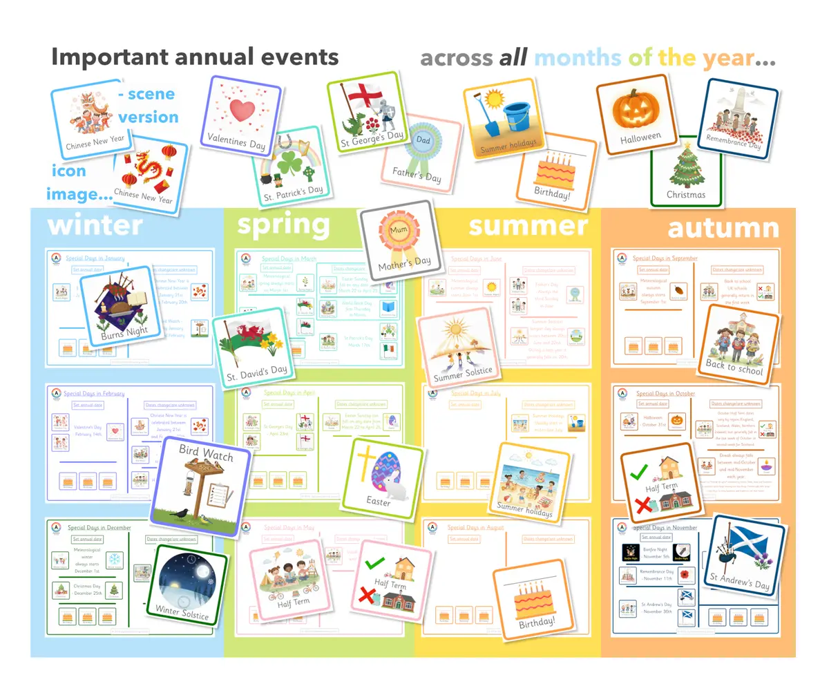 Annual special days and celebrations printable image cards (EYFS and KS1) main preview