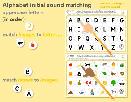 Alphabet Matching Uppercase letters with initial sounds Phonics activity mats additional preview 2