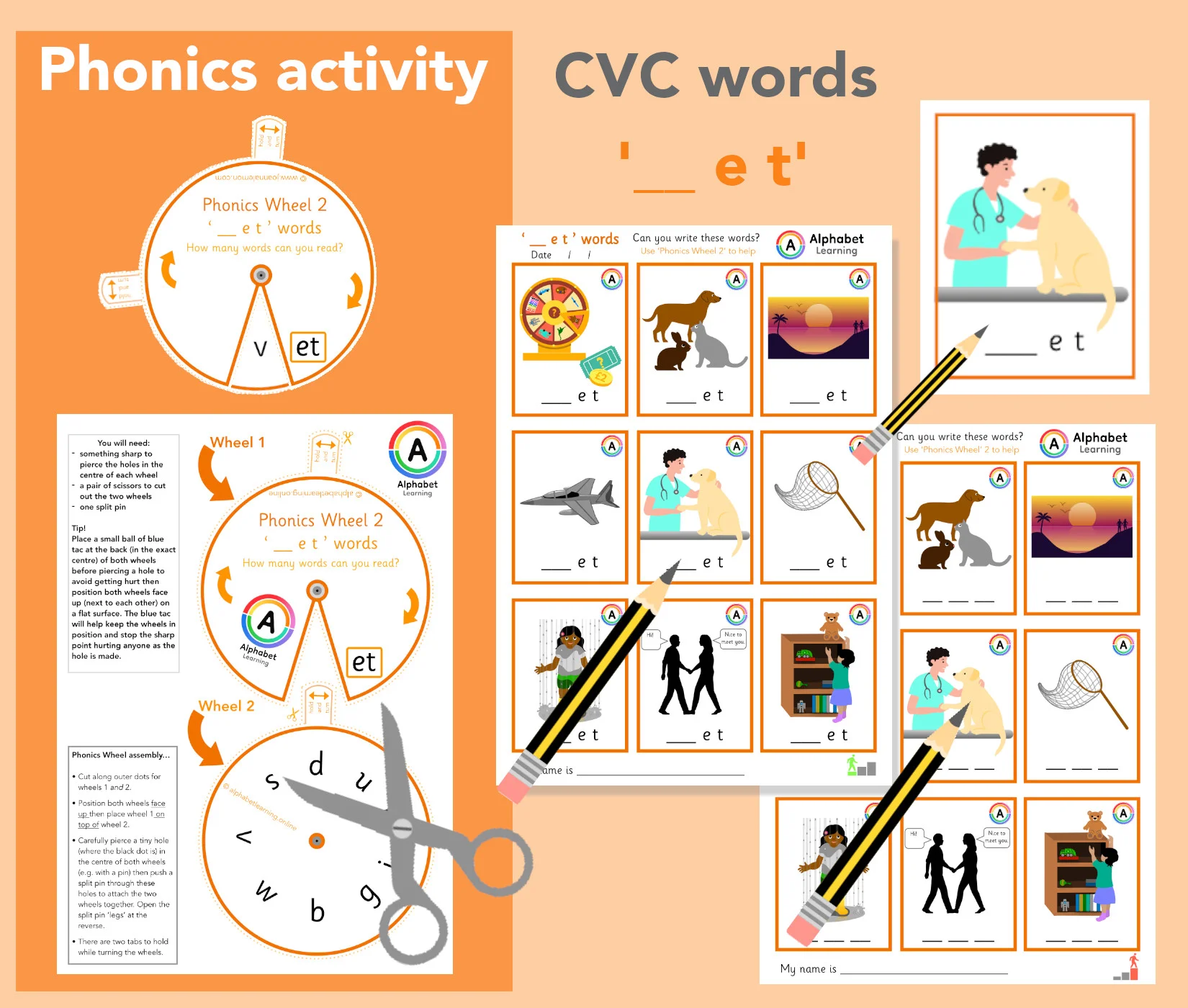 Phonics Wheel CVC '-et' Words