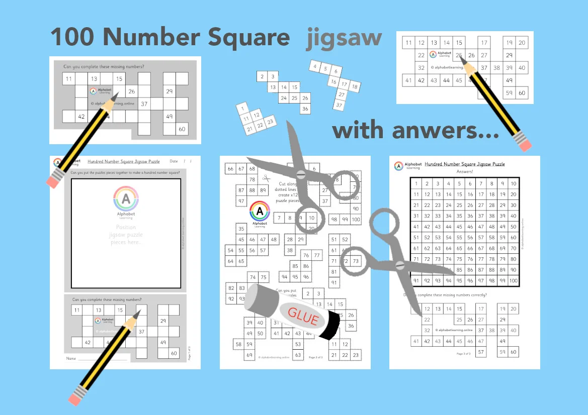 100 Number Square Jigsaw Puzzle Activity