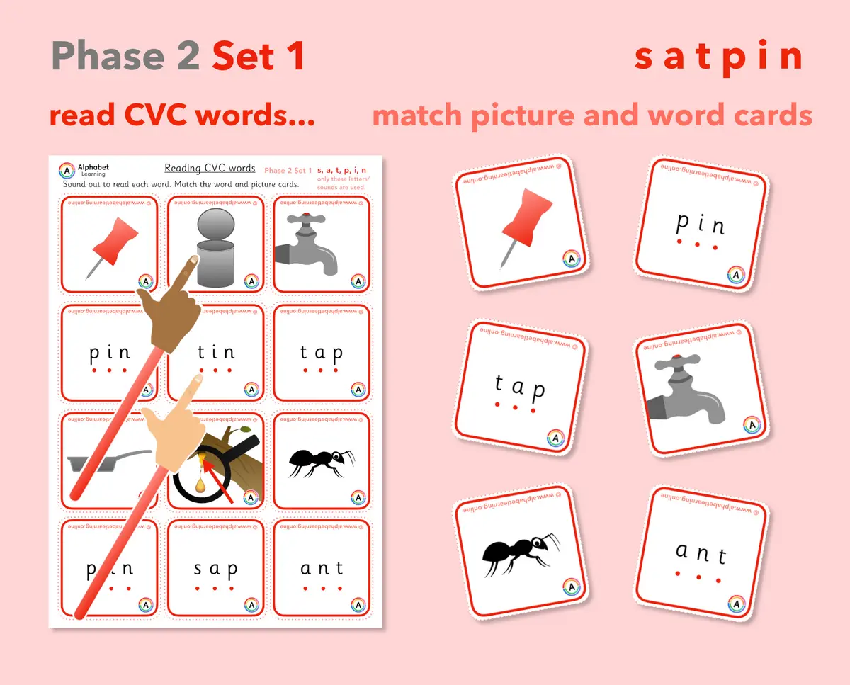 satpin Phase 2 CVC word and picture cards (Set 1 of 4) main preview