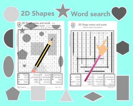 Wordsearch 2D shapes (Colour AND B&W) additional preview 2