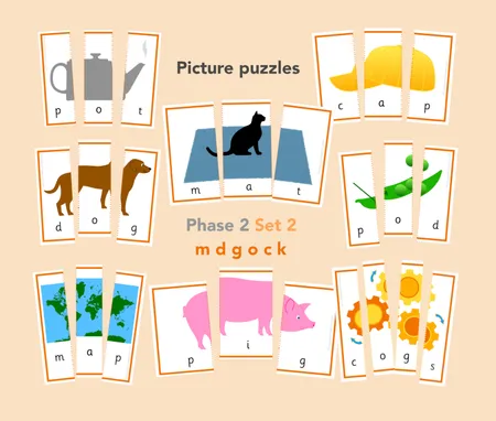 Phonics Phase 2 m d g o c k Activity Set additional preview 1
