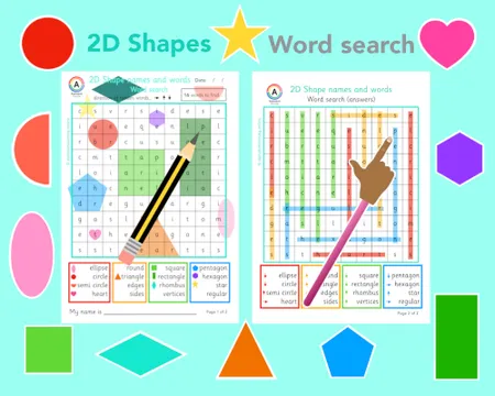 Wordsearch 2D shapes (Colour AND B&W) additional preview 1